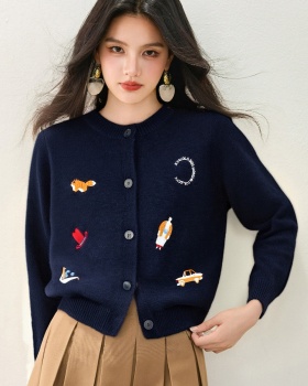 Knitted simple cardigan all-match sweater for women
