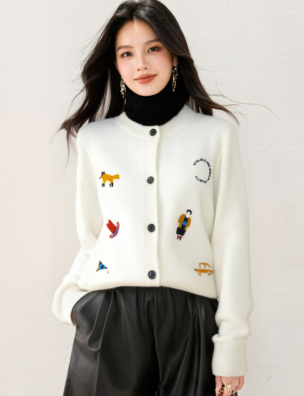 Knitted simple cardigan all-match sweater for women