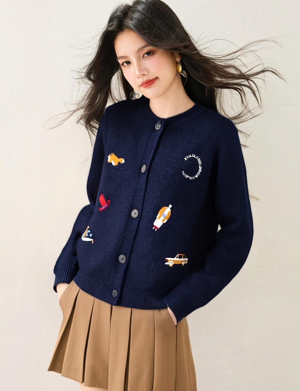 Knitted simple cardigan all-match sweater for women