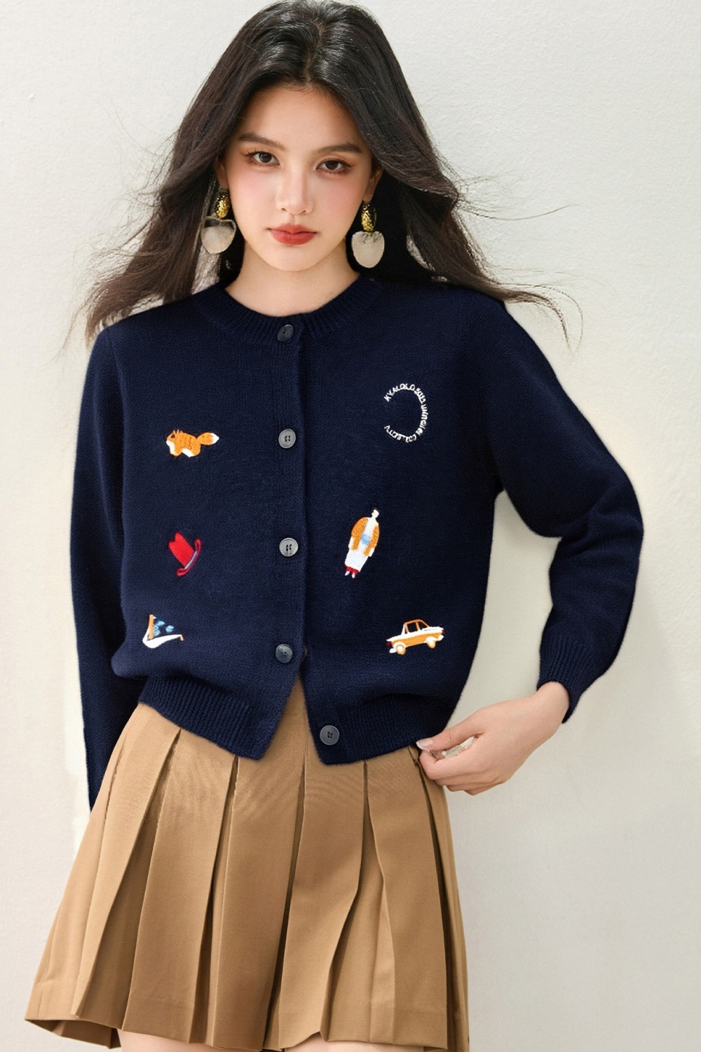 Knitted simple cardigan all-match sweater for women