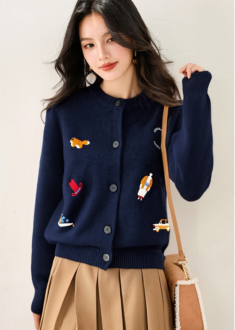 Knitted simple cardigan all-match sweater for women