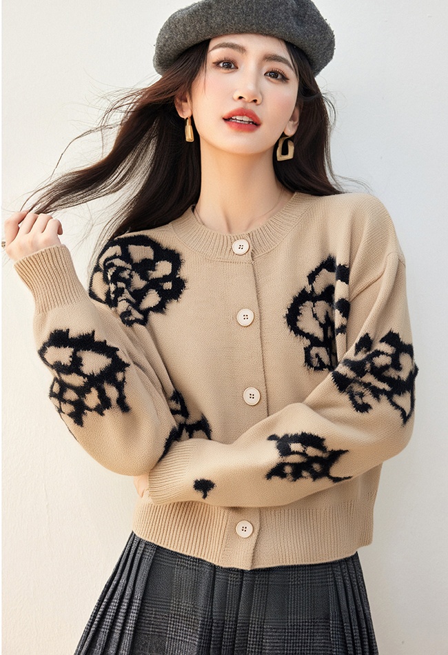 Western style knitted cardigan autumn and winter coat for women