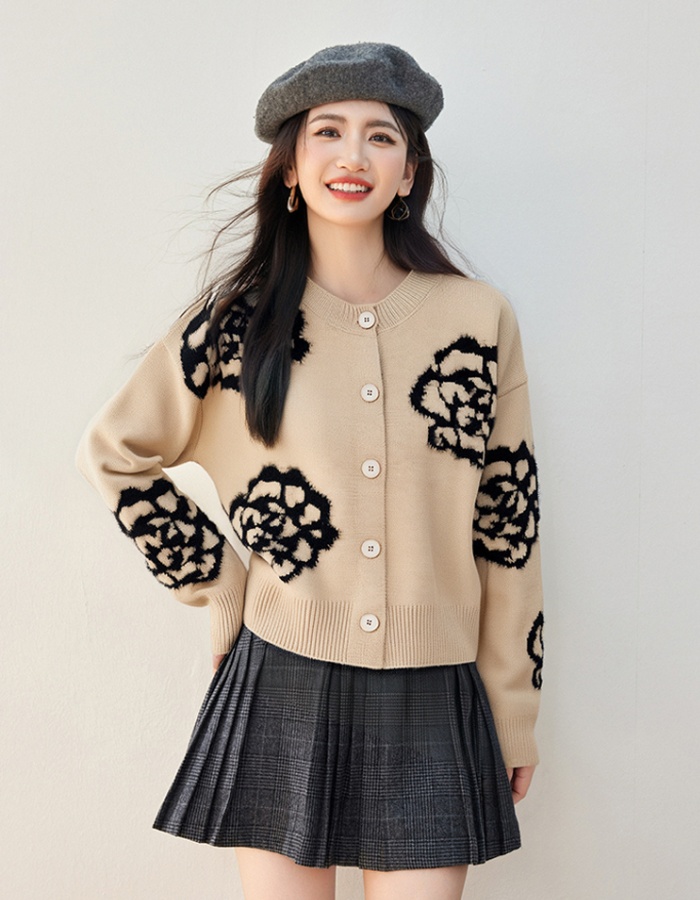 Western style knitted cardigan autumn and winter coat for women