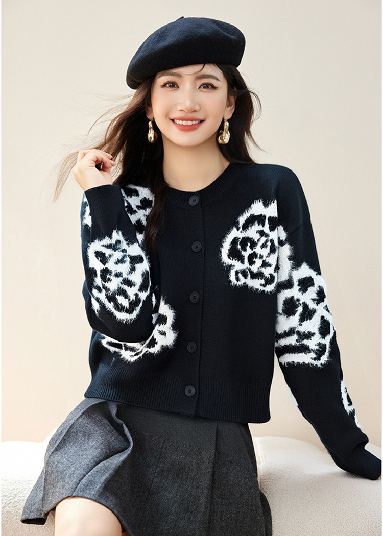 Western style knitted cardigan autumn and winter coat for women