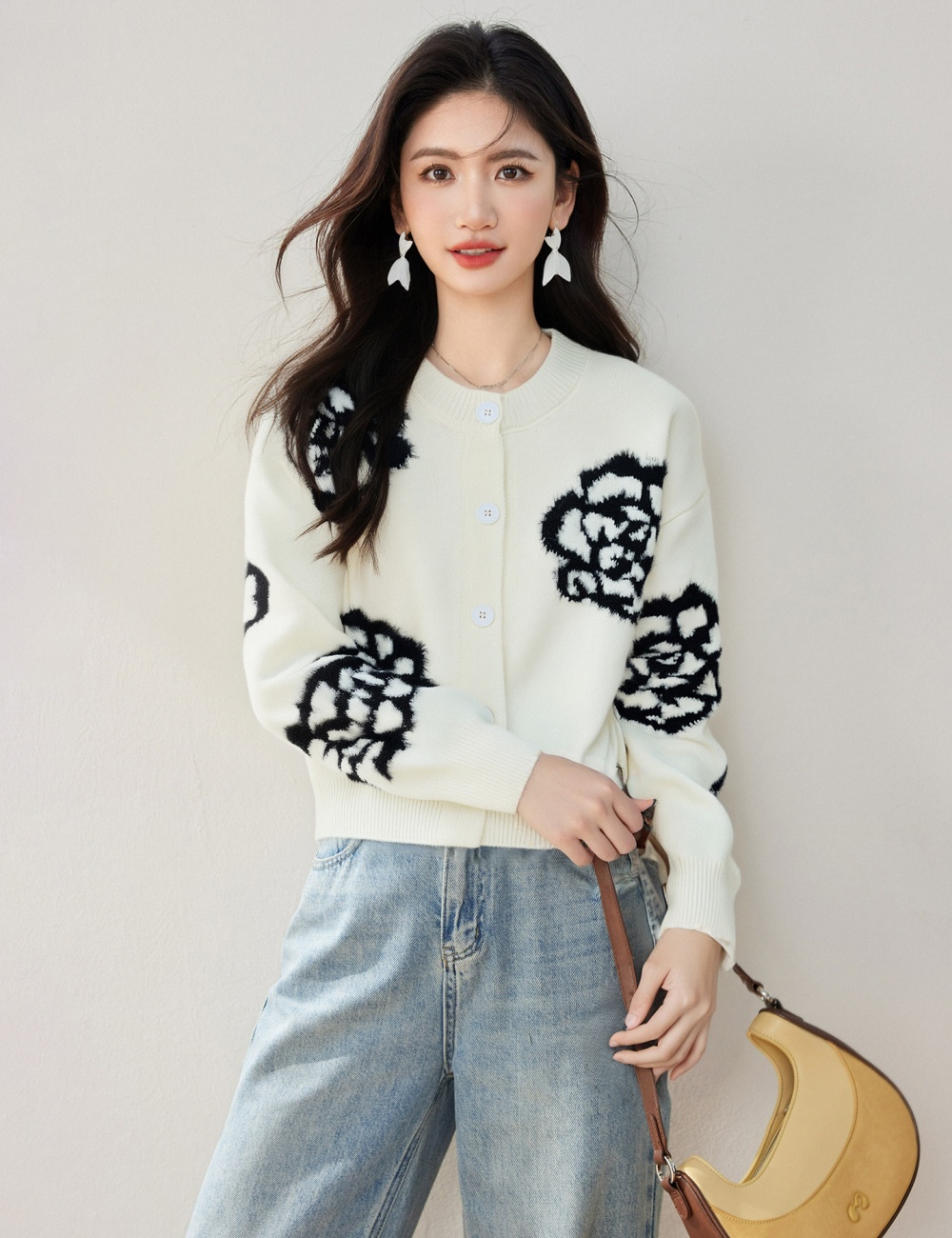 Western style knitted cardigan autumn and winter coat for women