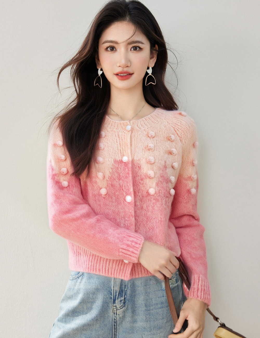 Knitted autumn and winter loose coat gradient lazy sweater