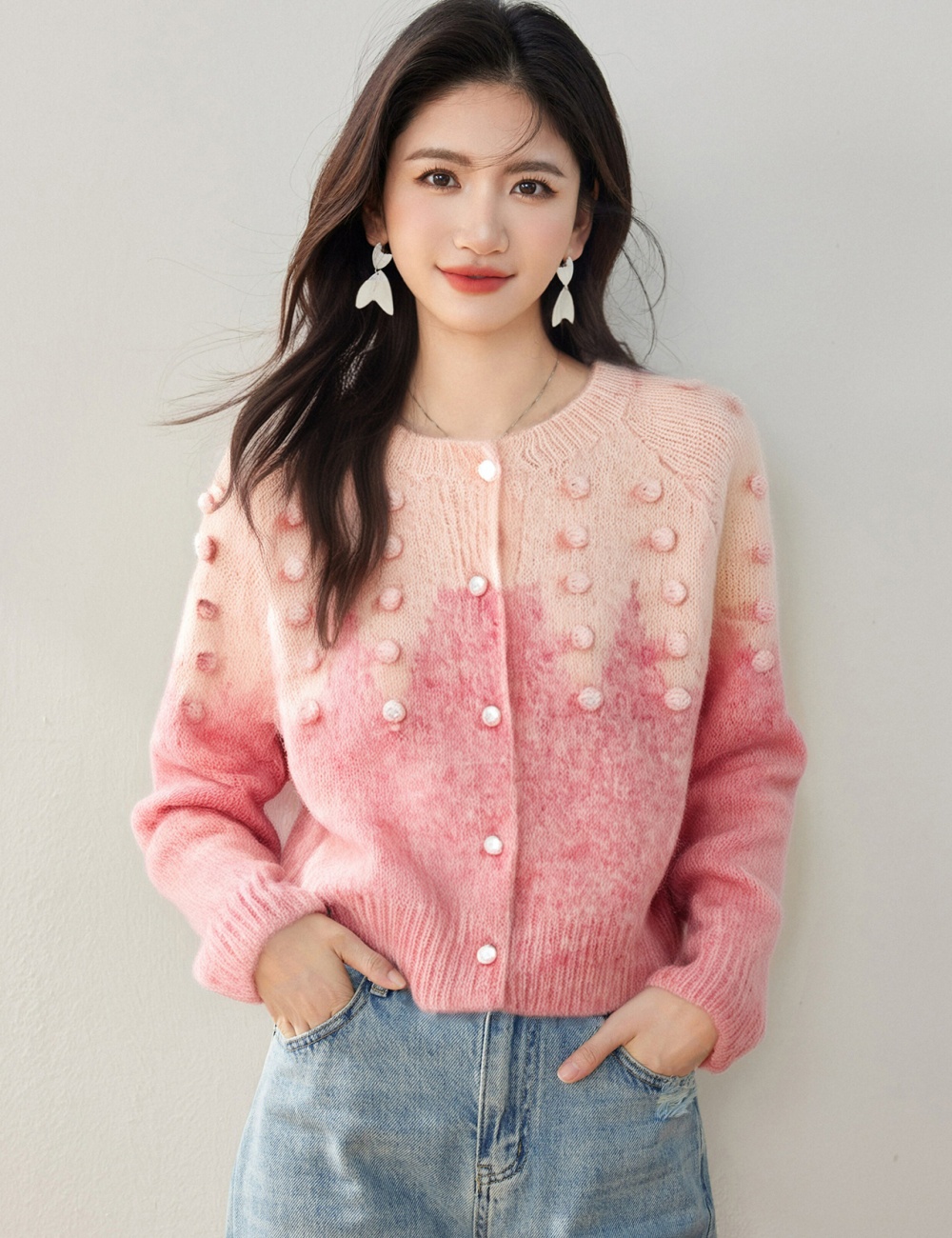Knitted autumn and winter loose coat gradient lazy sweater