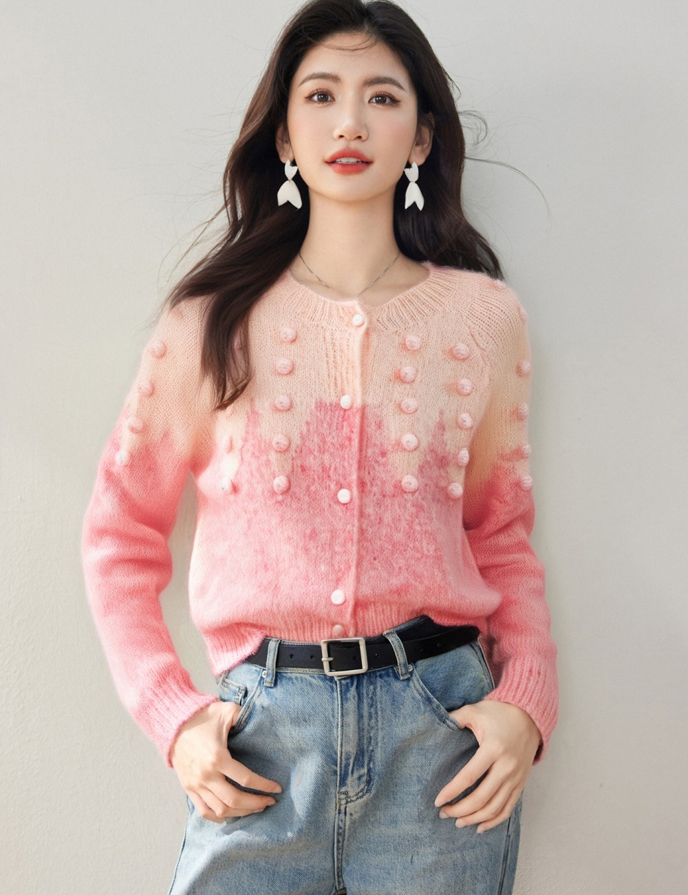 Knitted autumn and winter loose coat gradient lazy sweater
