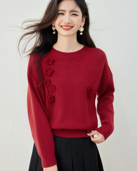 Long sleeve autumn pullover sweater loose rose tops
