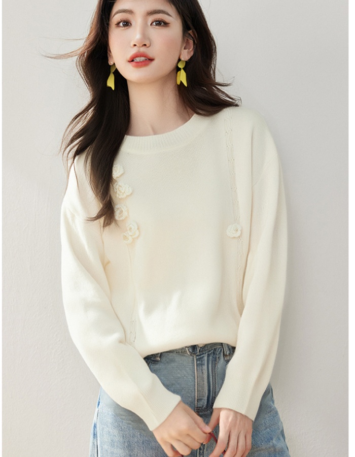 Long sleeve autumn pullover sweater loose rose tops
