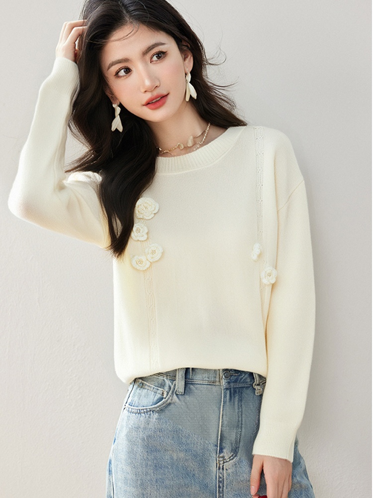 Long sleeve autumn pullover sweater loose rose tops