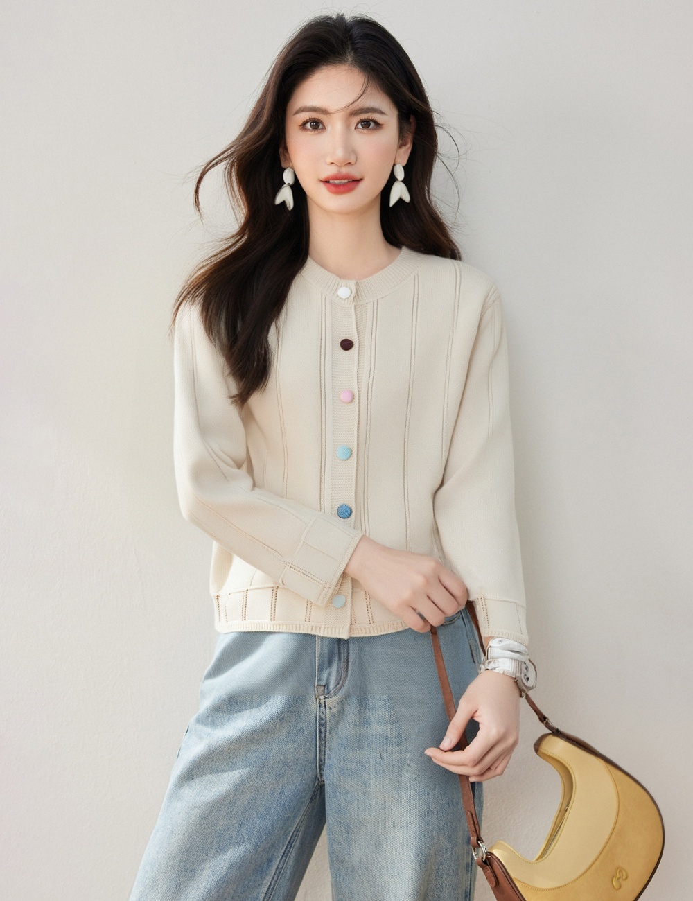 Colors long sleeve unique sweater Korean style line tops