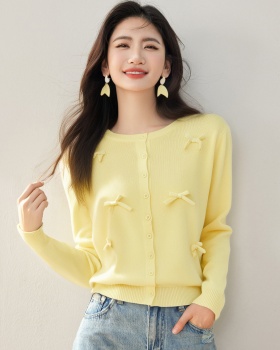 Round neck unique tops loose cardigan for women
