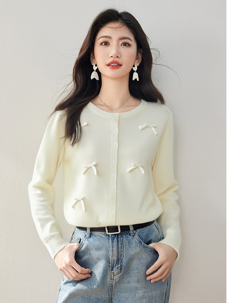 Round neck unique tops loose cardigan for women