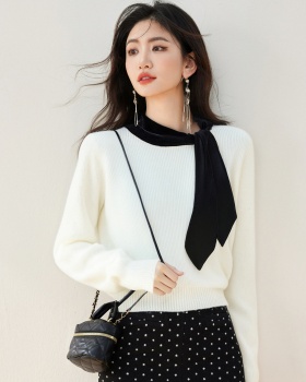 Lazy bottoming pullover loose bow sweater for women