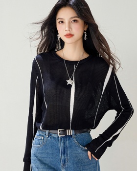 Irregular hem autumn hollow long sleeve sweater