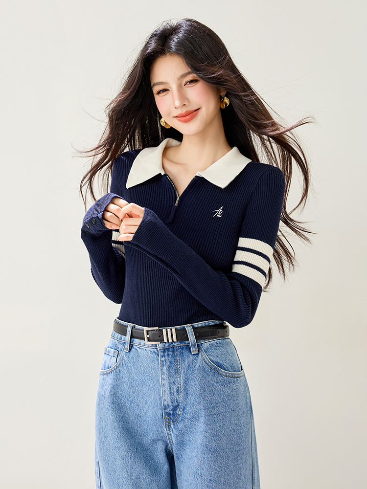 Autumn knitted sweater inside the ride tops for women