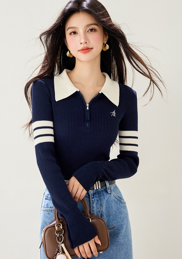 Autumn knitted sweater inside the ride tops for women