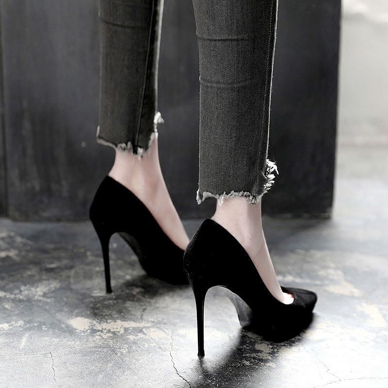 Maiden fine-root shoes black high-heeled shoes for women