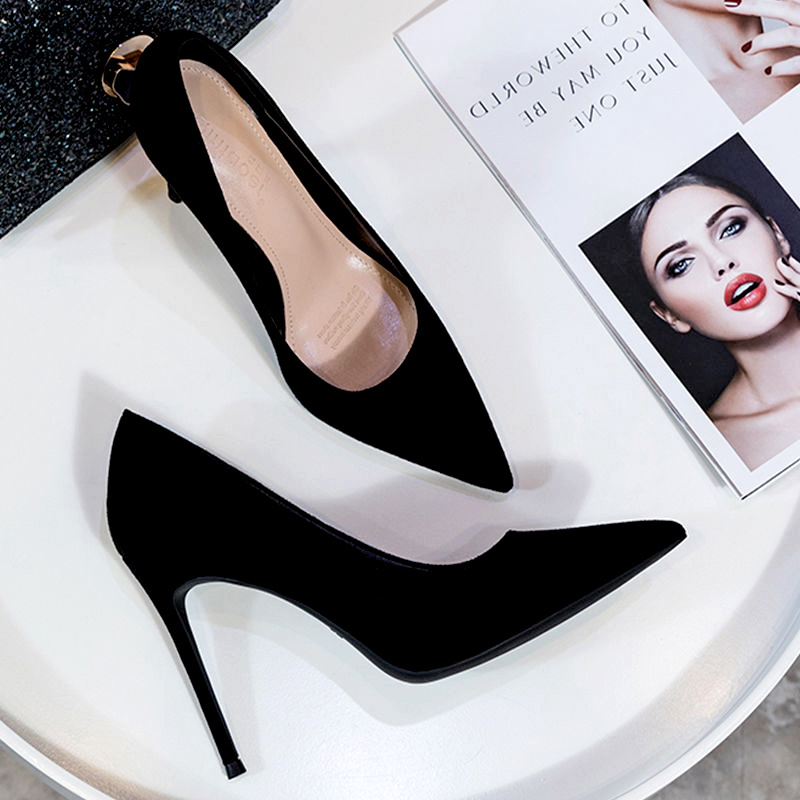 Maiden fine-root shoes black high-heeled shoes for women