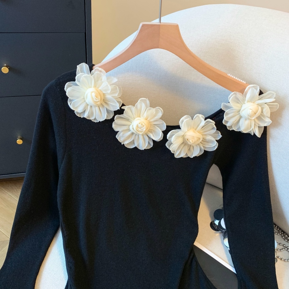 Pinched waist bottoming sweater France style tops