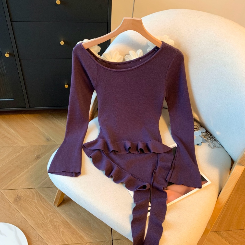 Pinched waist bottoming sweater France style tops