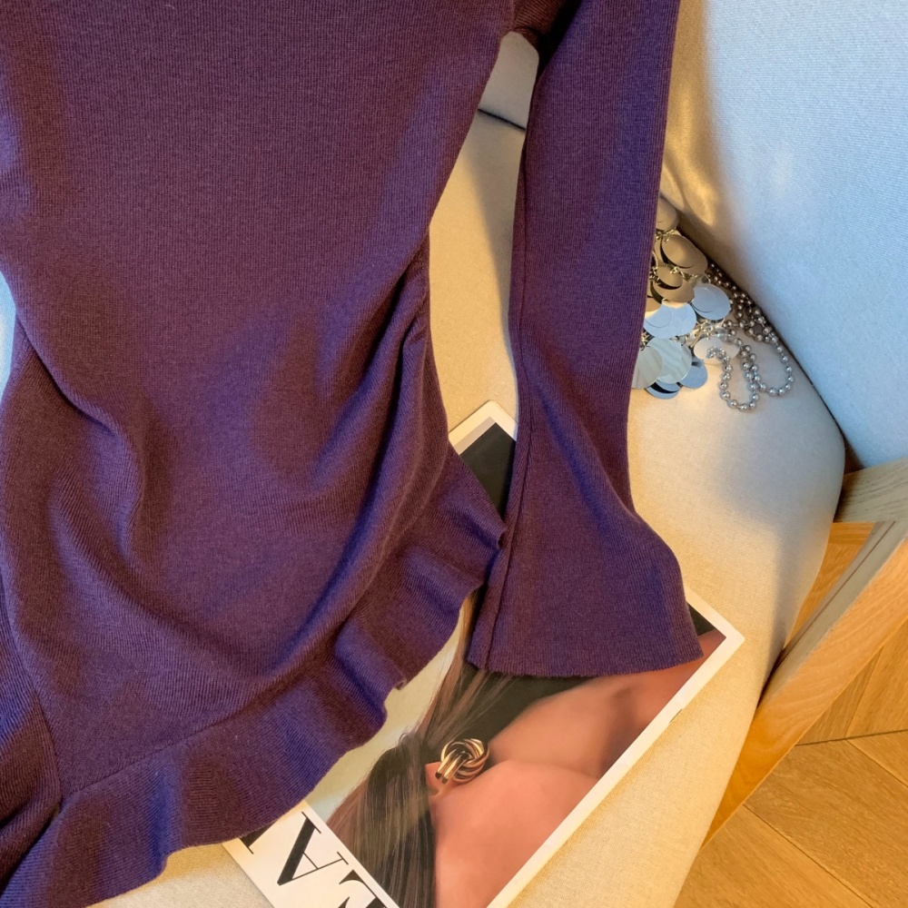 Pinched waist bottoming sweater France style tops