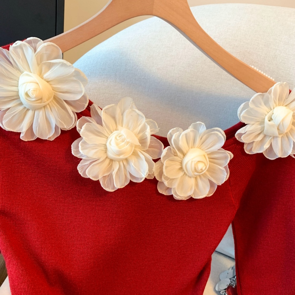 Pinched waist bottoming sweater France style tops