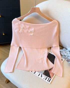 Horizontal collar tops France style bottoming shirt