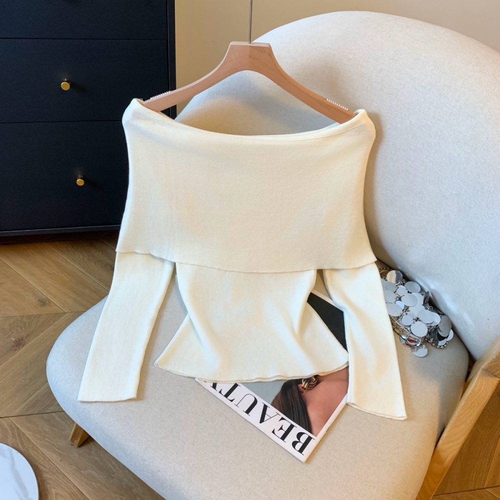 Horizontal collar tops France style bottoming shirt