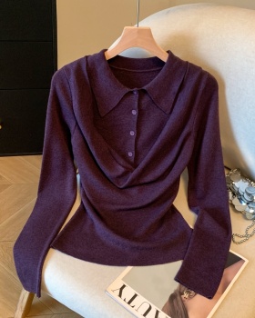 Autumn slim sweater spicegirl Pseudo-two tops for women