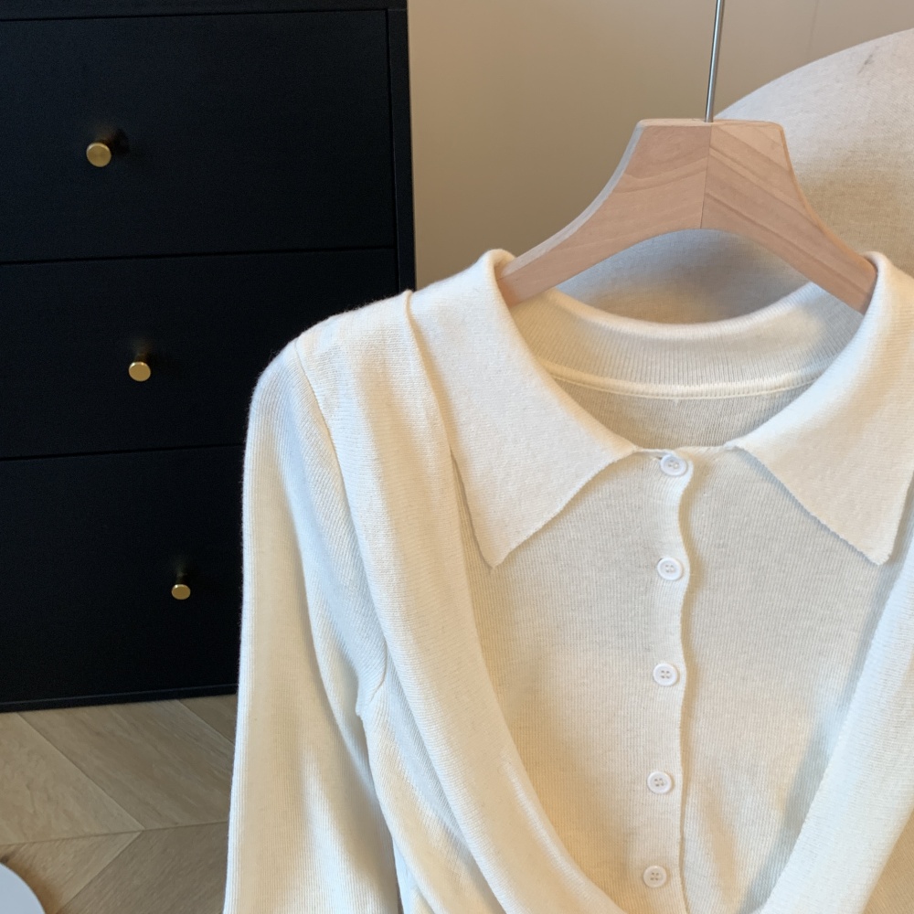 Autumn slim sweater spicegirl Pseudo-two tops for women
