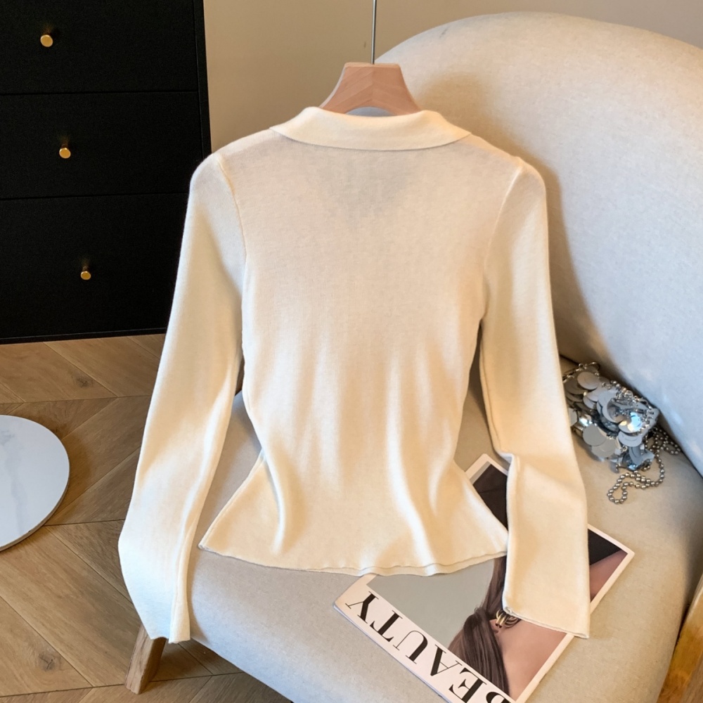 Autumn slim sweater spicegirl Pseudo-two tops for women