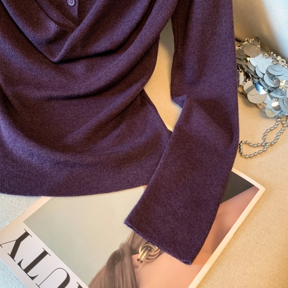 Autumn slim sweater spicegirl Pseudo-two tops for women