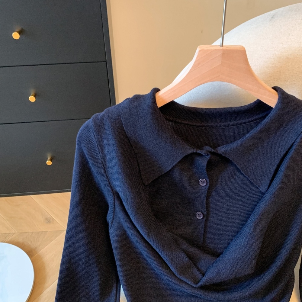 Autumn slim sweater spicegirl Pseudo-two tops for women
