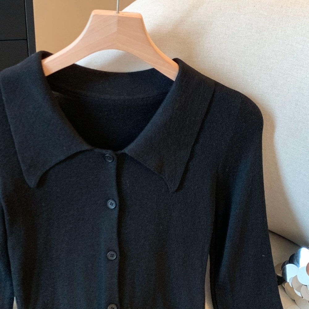 Slim retro cardigan temperament small shirt for women