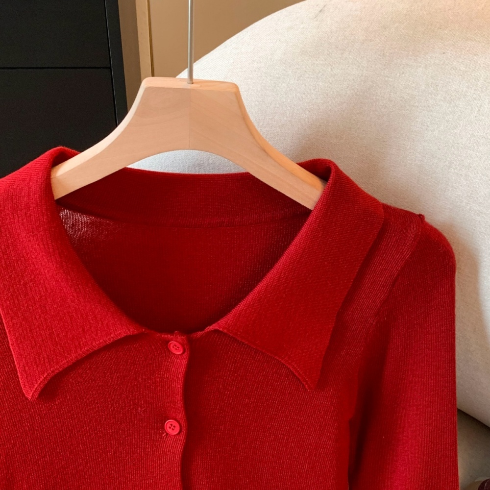 Slim retro cardigan temperament small shirt for women