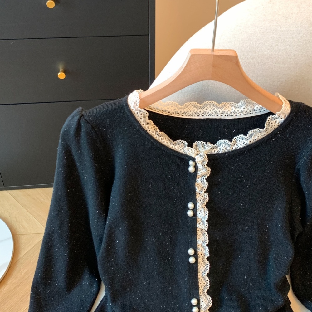 Long sleeve autumn and winter sweater lace tops
