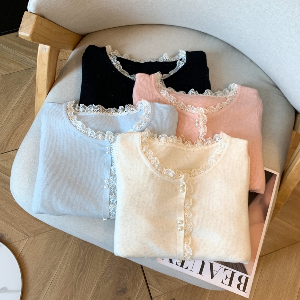 Long sleeve autumn and winter sweater lace tops