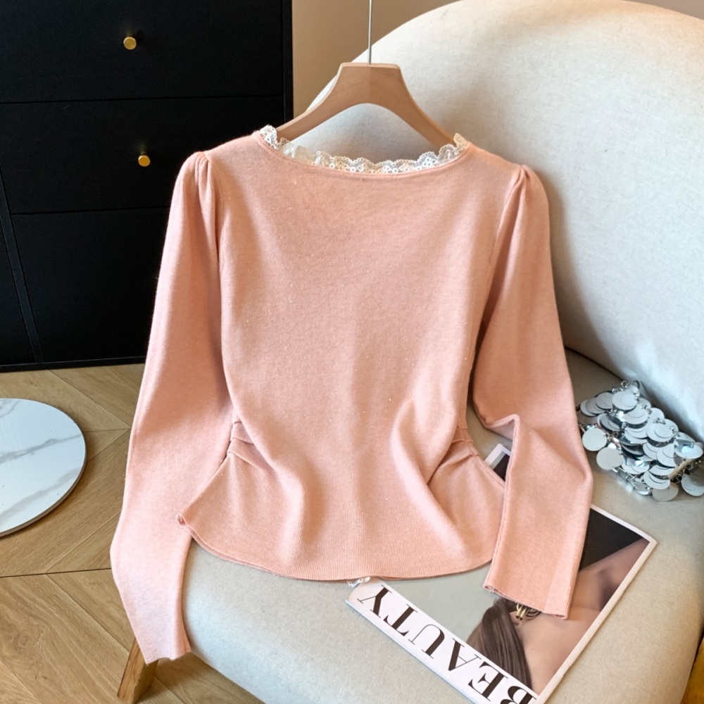 Long sleeve autumn and winter sweater lace tops