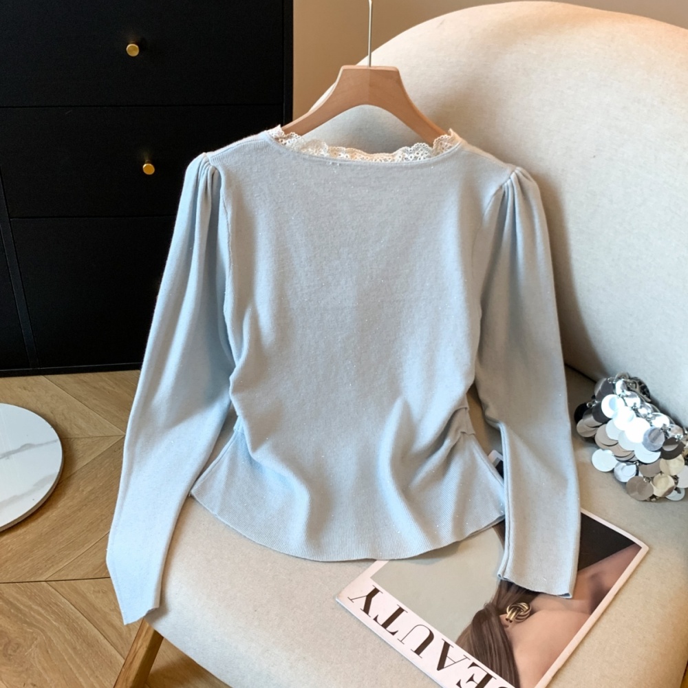 Long sleeve autumn and winter sweater lace tops