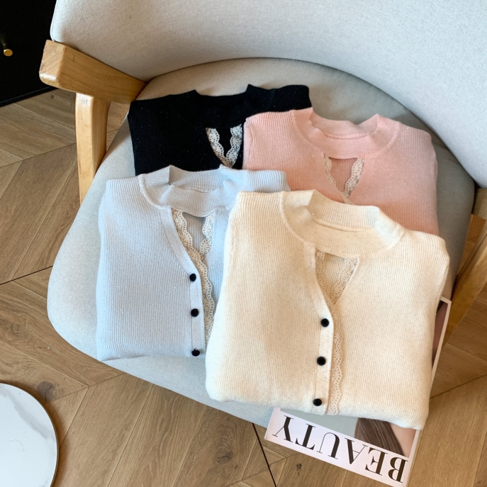 Bottoming temperament splice slim autumn and winter tops