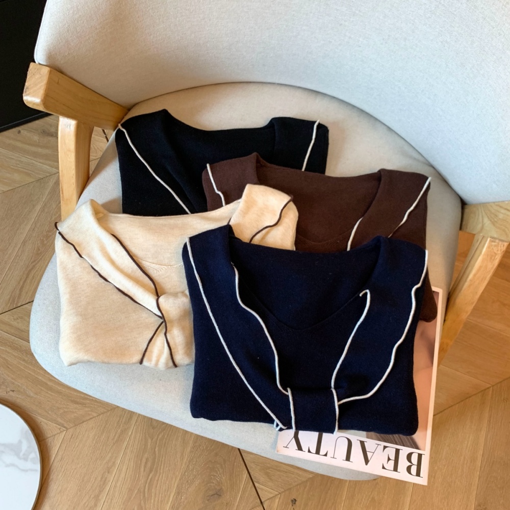 College temperament sweater navy collar slim small shirt