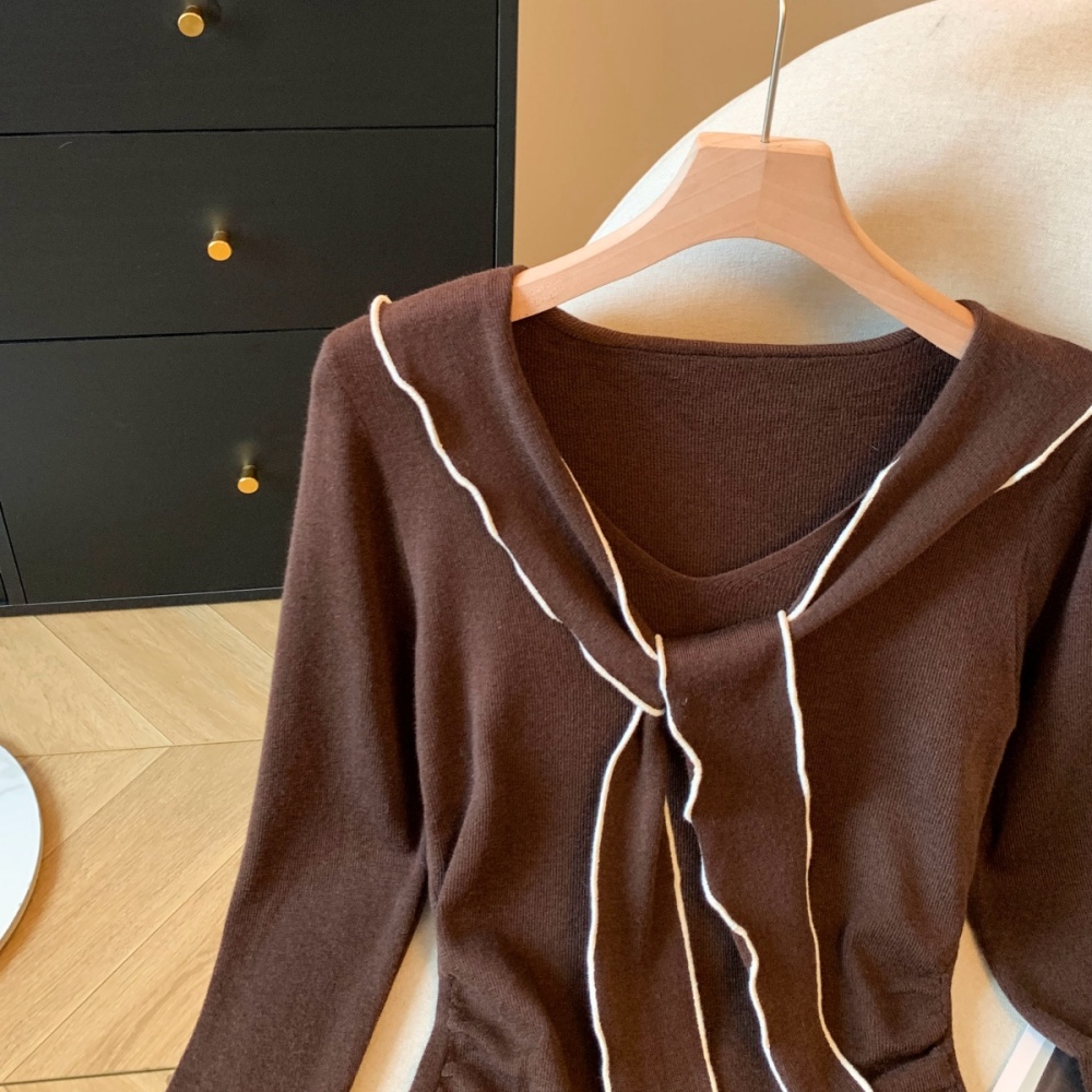 College temperament sweater navy collar slim small shirt