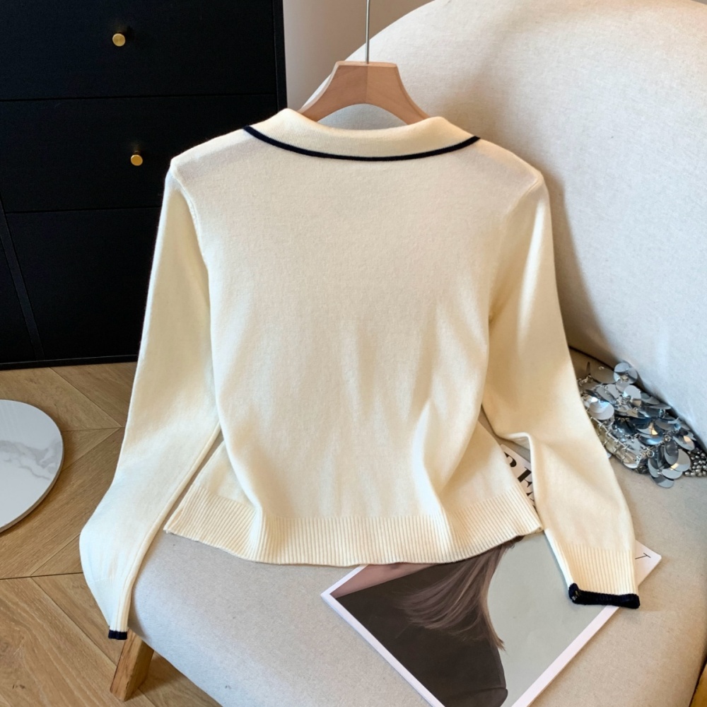 Enticement navy collar sweater college style shawl for women