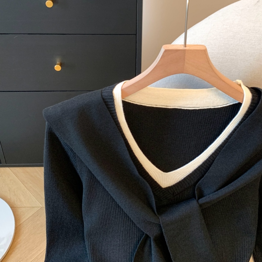 Autumn and winter shawl mixed colors tops 2pcs set