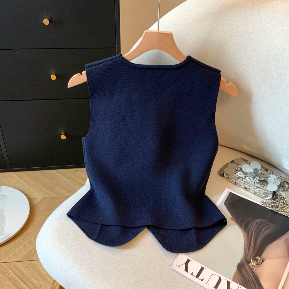 V-neck pinched waist vest unique small shirt for women