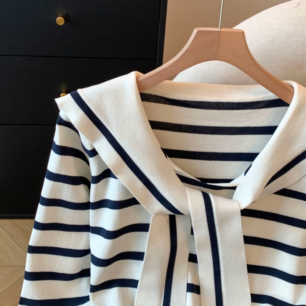 Frenum slim elasticity lapel Korean style sweater