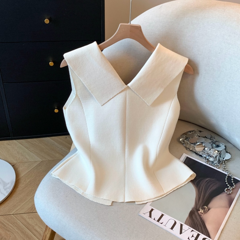 Summer enticement navy collar tops sexy France style vest