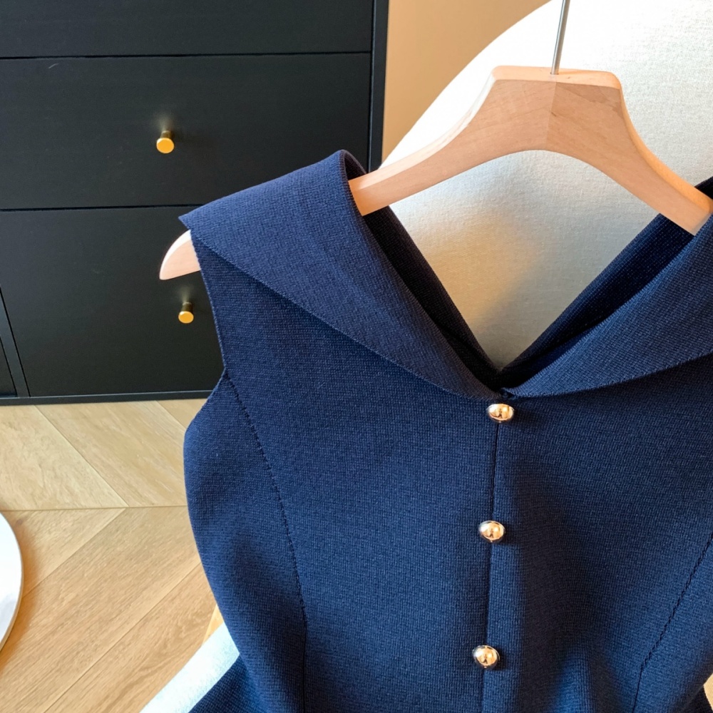 Summer enticement navy collar tops sexy France style vest